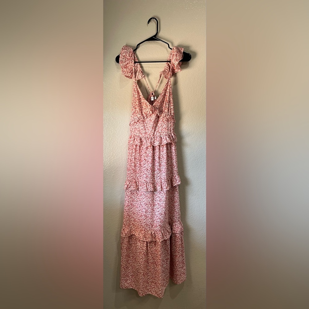 Petal & Pup Pink Floral Ruffle Maxi Dress